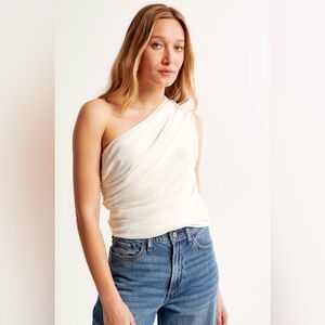 Abercrombie & Fitch Sheer Asymmetrical One-shoulder Top, Size M